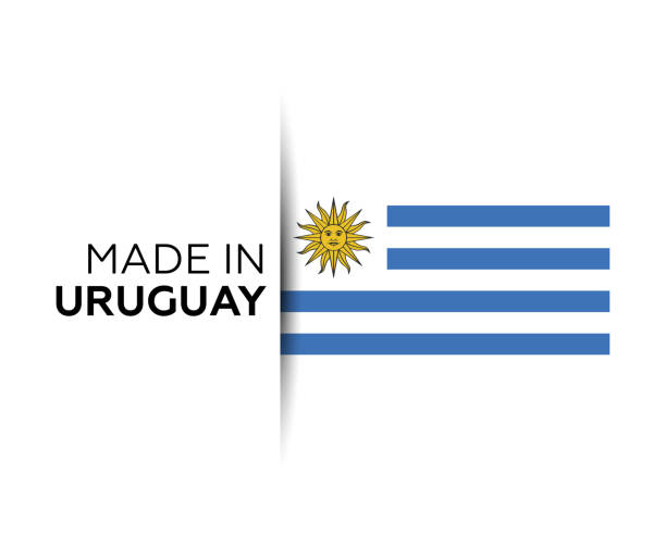 сделано на этикетке уругвая, эмблема продукта. белый изолированный фон - uruguay stock illustrations