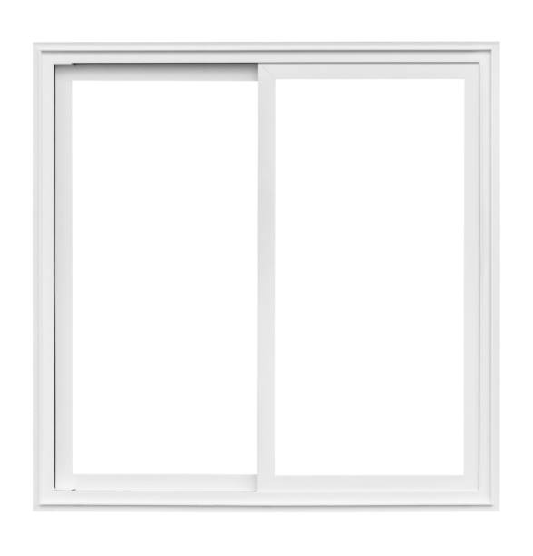 istock Real modern house window frame isolated on white background with clipping path 1295540059