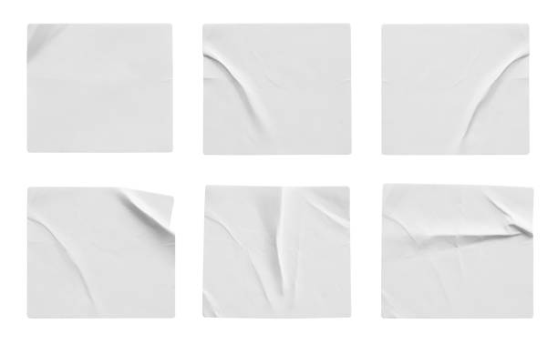 Blank white sticker label set isolated on white background