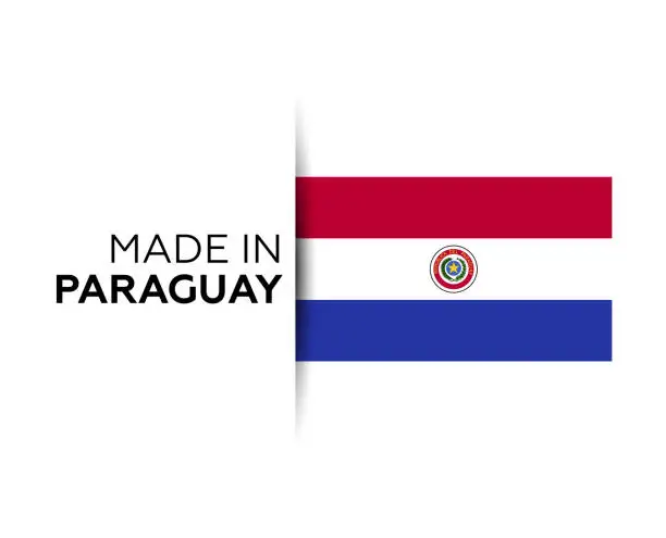 Vector illustration of Made in the Paraguay label, product emblem. White isolated background