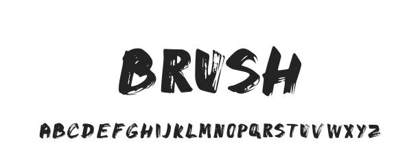 Brush Hand Drawn Alphabet Hand drawn alphabet. Hand drawn brush grunge font. brush stroke alphabet stock illustrations