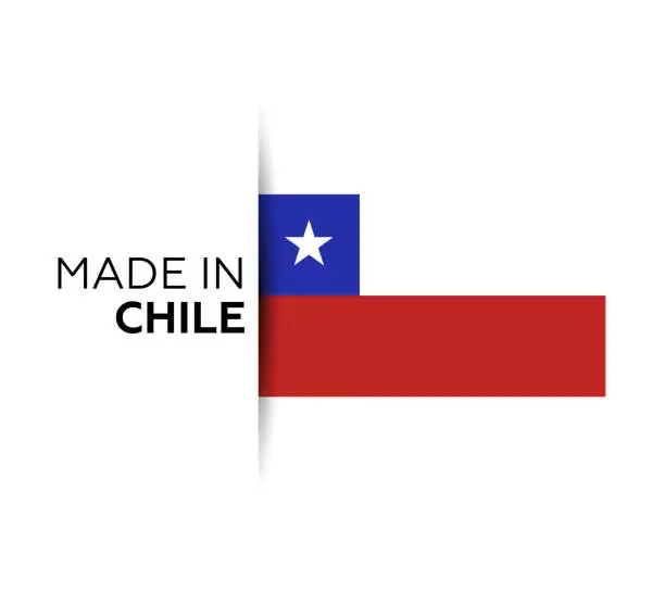 Vector illustration of Made in the Chile label, product emblem. White isolated background