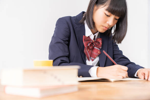 girl who study,School uniform, stock photo