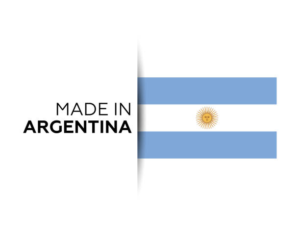 Made in the Argentina label, product emblem. White isolated background Argentinian Flag, Flag, National Flag, Sign, Single Object argentinian flag stock illustrations
