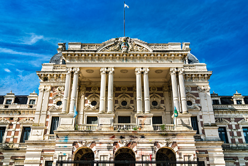 Naples: Low angle view of the majestic entrance of the royal Galleria Umberto I, an arcade built in the 19th century in the city of Southern Italy, Campania region.