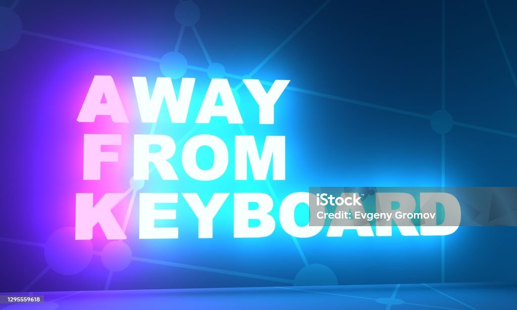 Awat from keyboard AFK - Awat from keyboard internet acronym. Technology concept background. 3D rendering. Neon bulb illumination Acronym Stock Photo