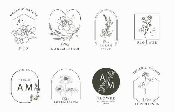 kolekcja okultyzm piękna z geometrycznymi, magnolią, lawendą, księżycem, gwiazdą, kwiatem. ilustracja wektorowa dla ikony, naklejki, do druku i tatuażu - sunflower hearts stock illustrations