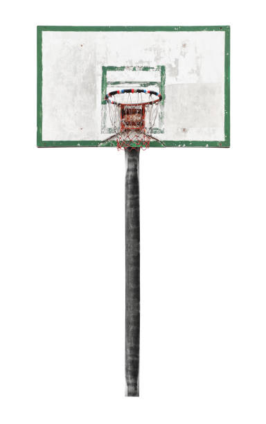 istock Old basketball backboard isolated on white background 1295571613