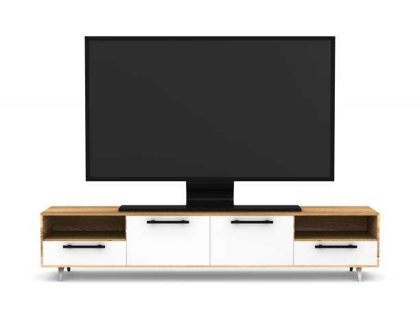 istock tv stand on white background. Isolated 3D illustration 1295572822