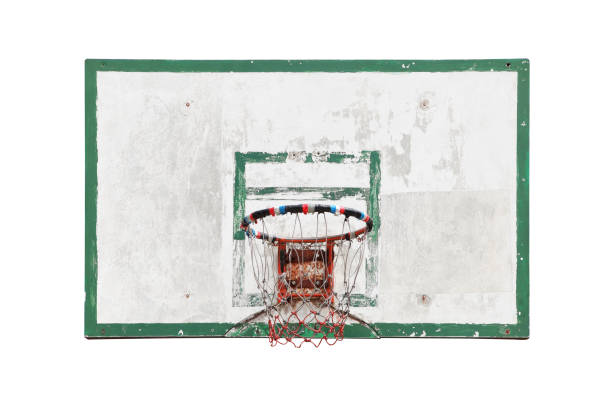 istock Old basketball backboard isolated on white background 1295572827