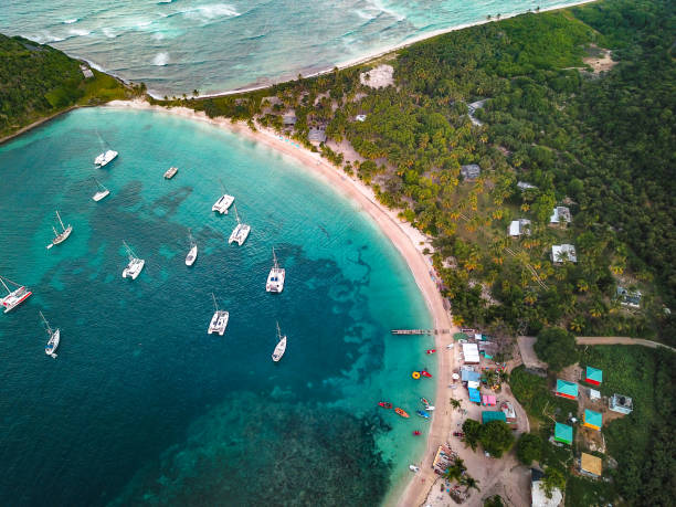 praia internacional superior - ilha mayreau - fotografias e filmes do acervo