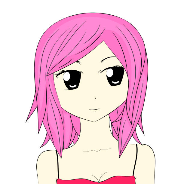 58 Drawing Of Girl With Pink Hair Stock Photos, Pictures & Royalty-Free  Images - iStock