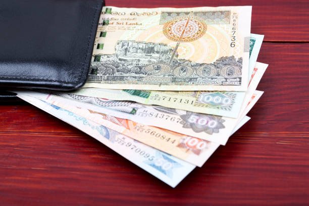 istock Old Sri Lankan money in the black wallet 1295580598
