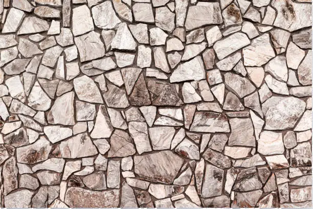 Vector illustration of Mosaic Crushed River Rock Stone Wall Masonry Vector Background