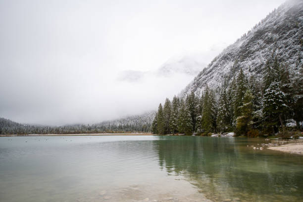 istock Toblacher See in winter, South Tyrol, Italy 1295586758