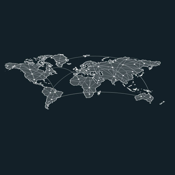 Global networks on the world map Global networks, vector illustration global finance stock illustrations