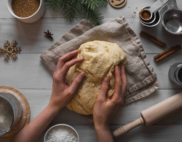 The process of making cinnamon rolls