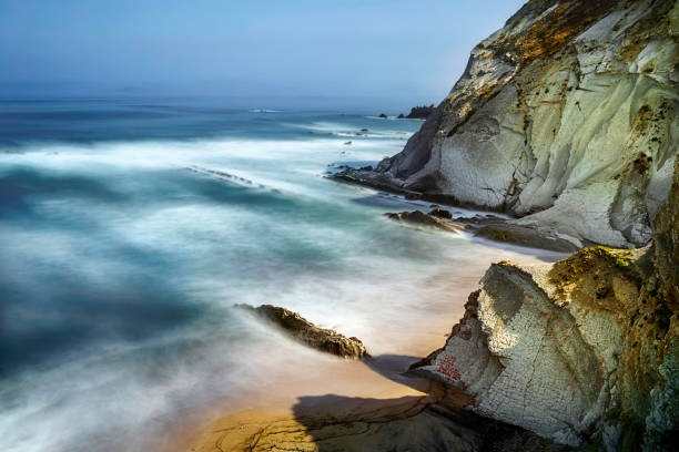 Beach and cliff of Sopelana Basque Country on a summer day with long exposure of camera. Beach and cliff of Sopelana Basque Country on a summer day with long exposure of camera sunny. sopelana stock pictures, royalty-free photos & images
