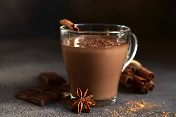 istock Spicy hot chocolate in a glass cup 1295593220