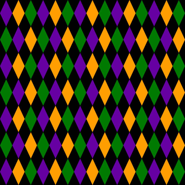 ilustrações de stock, clip art, desenhos animados e ícones de green, purple, yellow grid mardi gras seamless vector pattern. green, purple, yellow background for celebration - pattern harlequin jester backgrounds