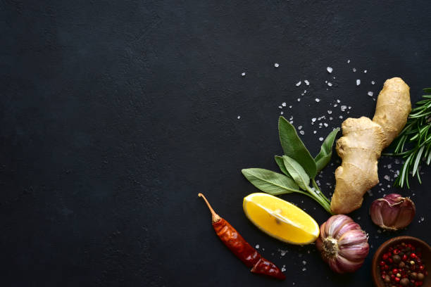 Culinary background with assortment herbs and spices