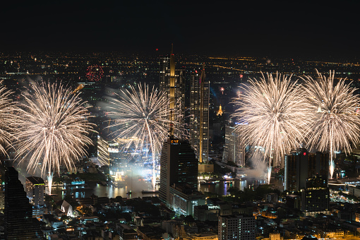 Fireworks during New Year Eve in Bangkok