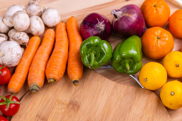 healthy, fresh, raw vegetables and fruits