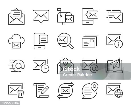 istock Mail and Messaging - Light Line Icons 1295606316