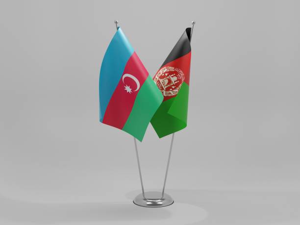 istock Afghanistan - Azerbaijan Cooperation Flags, White Background - 3D Render 1295607145