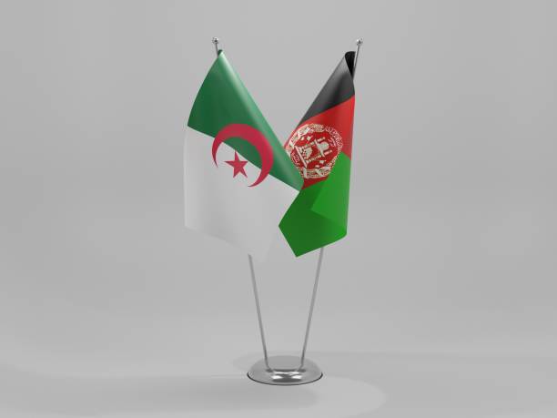 istock Afghanistan - Algeria Cooperation Flags, White Background - 3D Render 1295607226