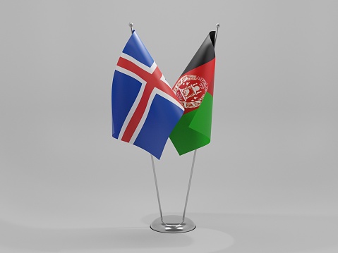 Afghanistan - Iceland Cooperation Flags, White Background - 3D Render