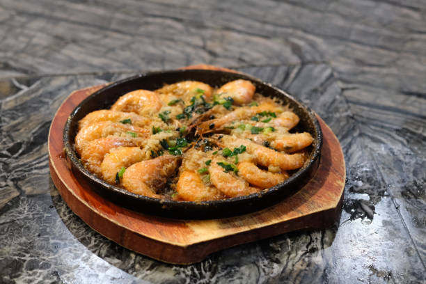 istock shrimp with minced garlic. Chinese cuisine 1295614009