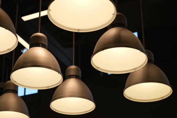 istock modern ceiling lamps in the dark 1295614079