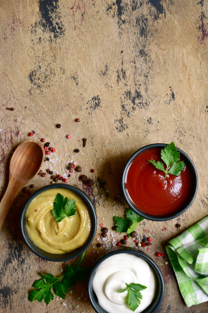 istock Set of popular sauces in a black bowls 1295616683