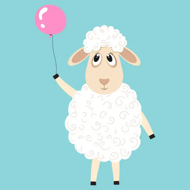 Vector illustration of Cute fluffy sheep