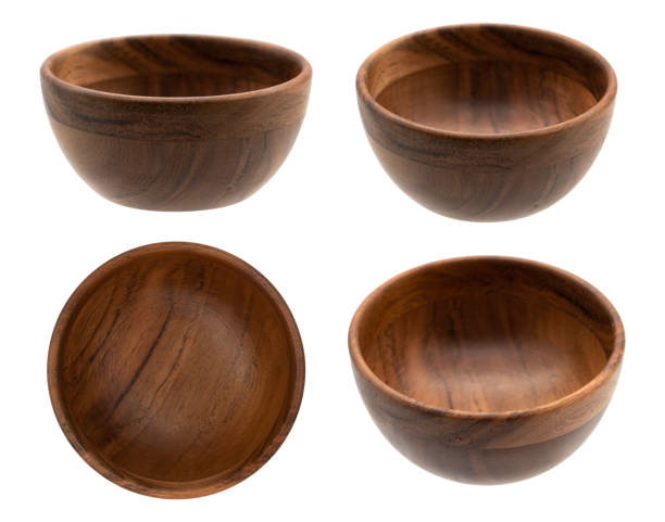 istock Collection Wood bowl isolated on white 1295625456