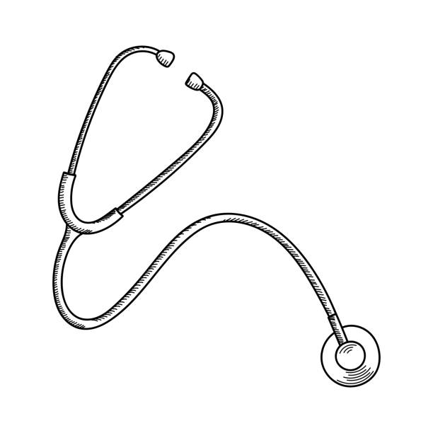 ilustrações, clipart, desenhos animados e ícones de isolado em estetoscópio médico de fundo branco - stethoscope medical instrument isolated single object