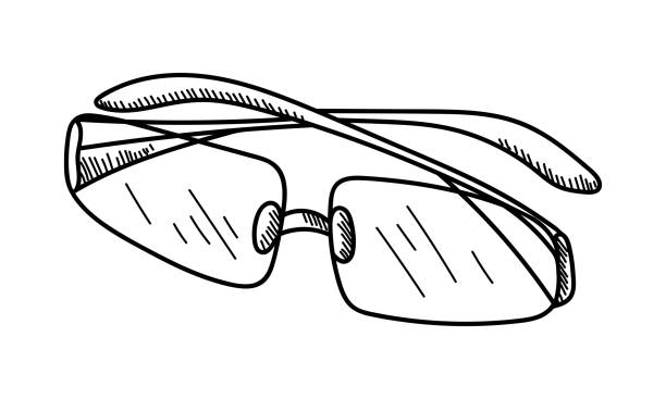 izolowane na białym tle okulary z przezroczystymi okularami - silhouette black and white glasses digitally generated image stock illustrations