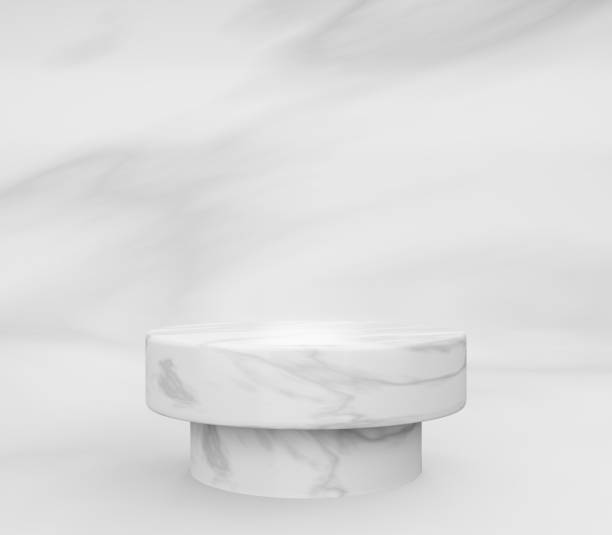 istock 3d marble round podium or pedestal with marble empty studio room, minimal product background, template mockup for cosmetic display, geometric of cylinder shape, luxury concept 1295642570