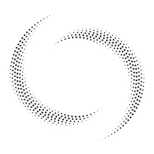 Vector illustration of Swirl pattern, filled stars