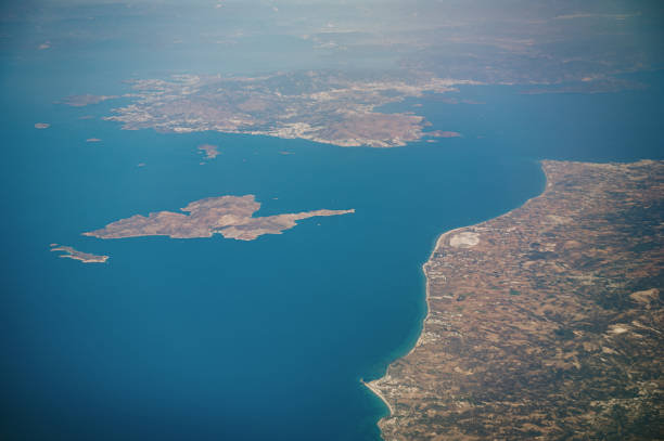 istock Aerial view over Pserimos island, Greece 1295650218