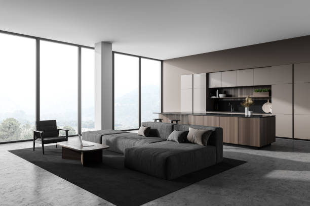 istock Light gray living room corner with sofa 1295653932