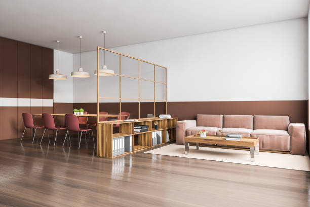 istock White and brown dining room corner with sofa 1295655408