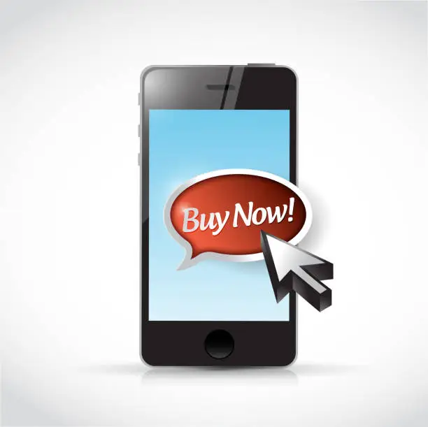 Vector illustration of Phone and buy now message and cursor