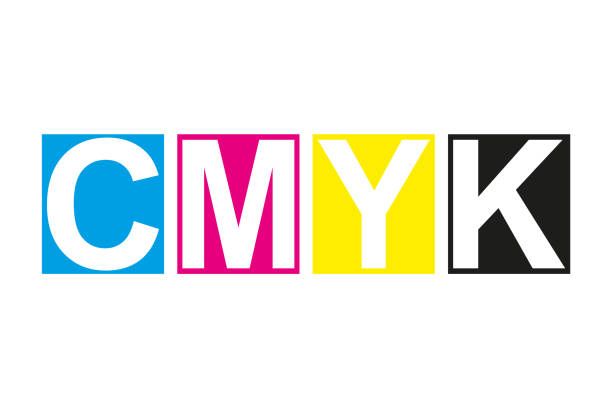 ilustraciones, imágenes clip art, dibujos animados e iconos de stock de icono de impresión cmyk. símbolo de cuatro cuadrados en colores cmyk. cian, magenta, amarillo, llave, rayas negras aisladas sobre fondo blanco - spotted cmyk ink printer