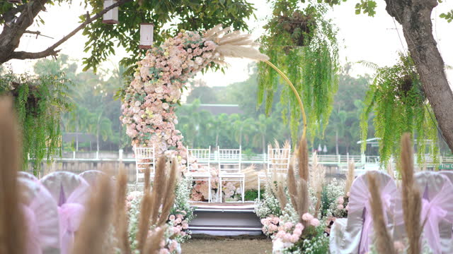 Elegant table decoration for wedding ceremony