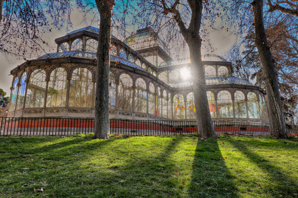 HDR photography of the Crystal Palace. Retiro Park, Madrid (Spain) Crystal Palace palacio de cristal photos stock pictures, royalty-free photos & images