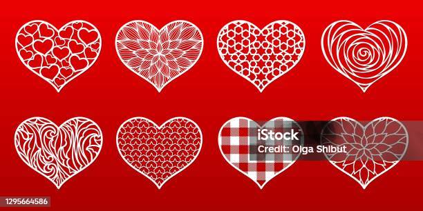 Heart Valentines Day Card Vector Set Stencils Paper Cut Templates Stock  Illustration - Download Image Now - iStock