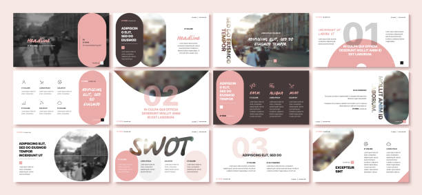Presentation templates elements on a white background. Vector infographics. Presentation templates elements on a white background. Vector infographics. Use in Presentation, flyer and leaflet, corporate report, marketing, advertising, annual report, banner. brochure templates stock illustrations