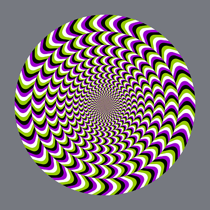 Geometric optical illusion. Color circle psychedelic pattern.